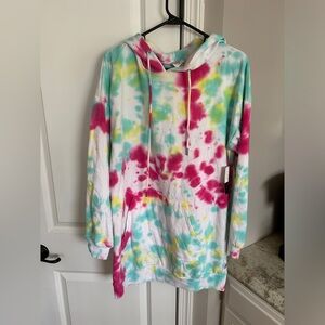 No Boundaries Tie Dye Hooded Sweatshirt Dress NWT Large